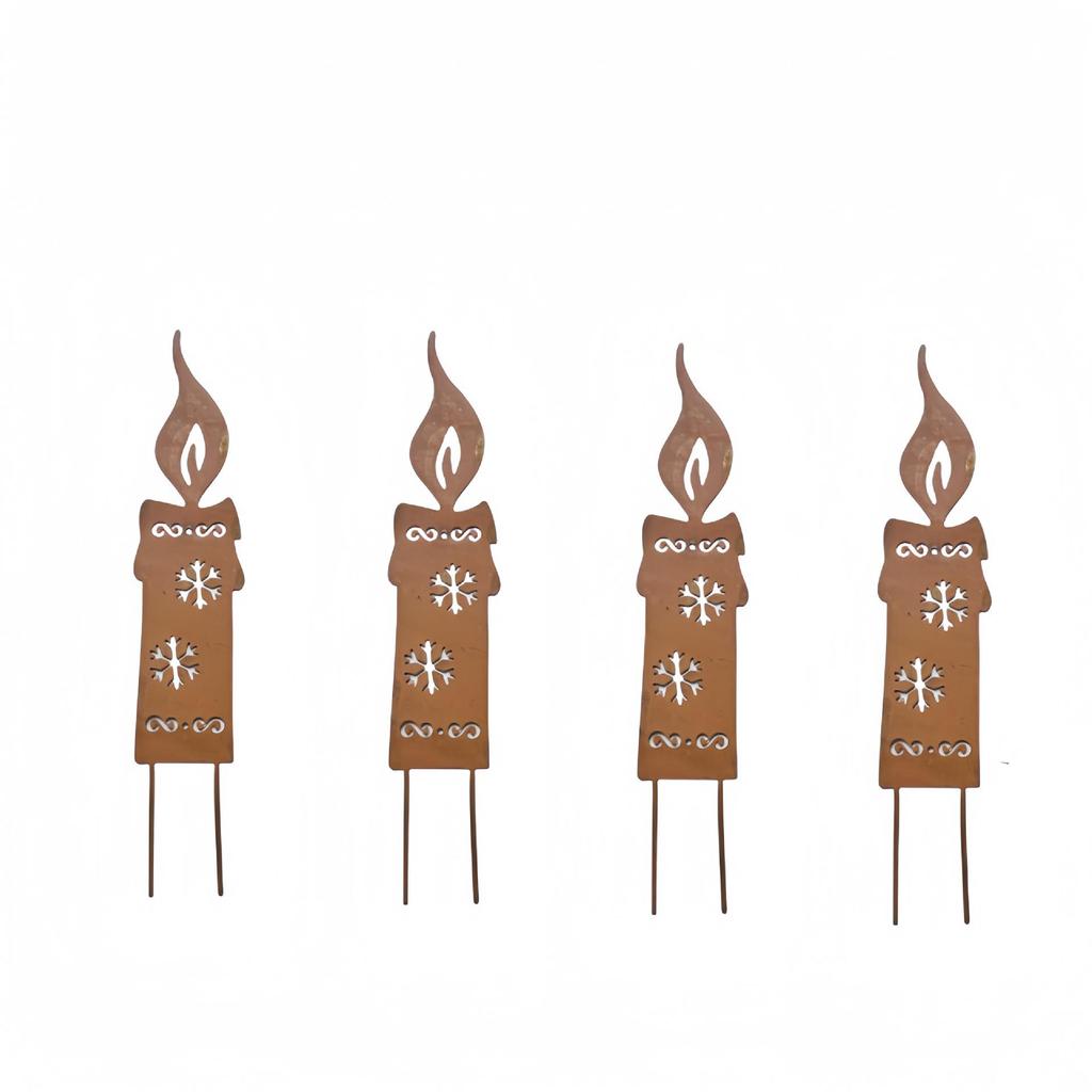 Rustic Tree Deer Silhouette Inserts: Iron Art Christmas Decorations with Star Accents for Courtyard and Garden Display.