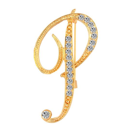 1 Pc Fashion Unisex Rhinestone English Letters Alphabet A-Z Brooch Pin Ornament