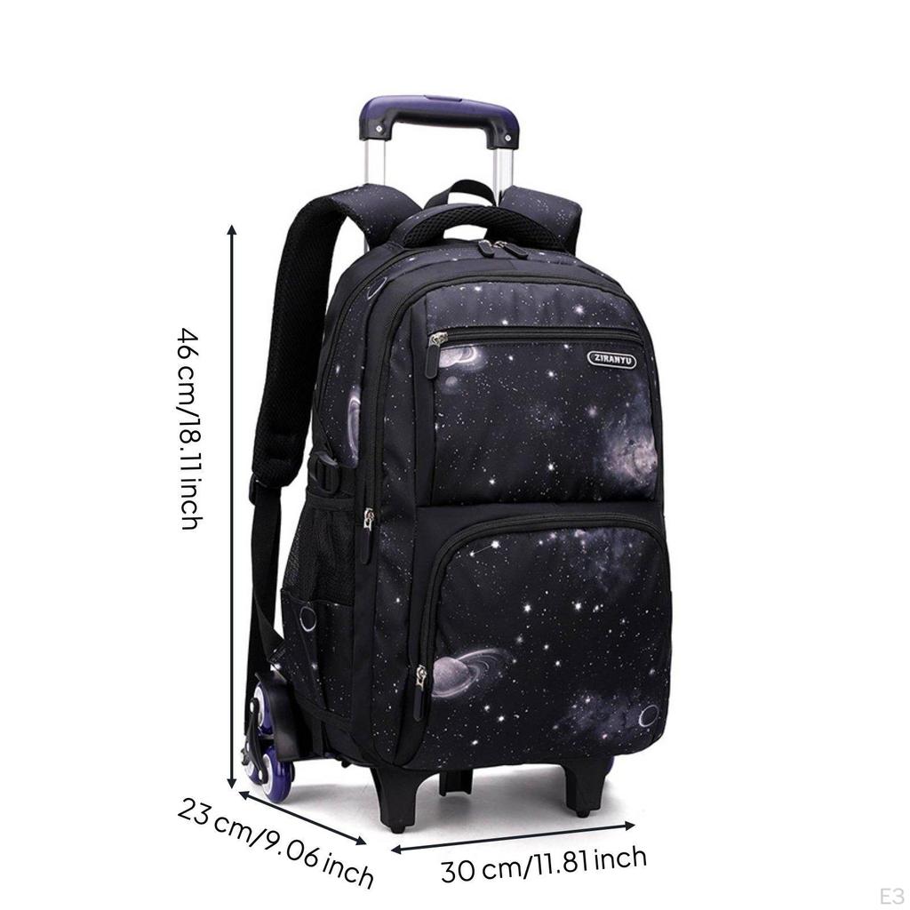 3 Pieces Stair Climbing Trolley School Bag Long-Lasting Piece Rolling Backpack