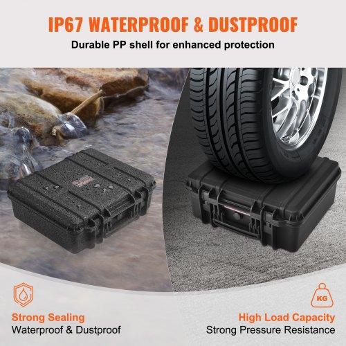 VEVOR Hard Pistol Cases with Pre-cut PU Foam, Waterproof & Dustproof Hard Gun Case for 6 Pistol, 19.3×17.1×8.3 in Lockable Pistol Case, Black