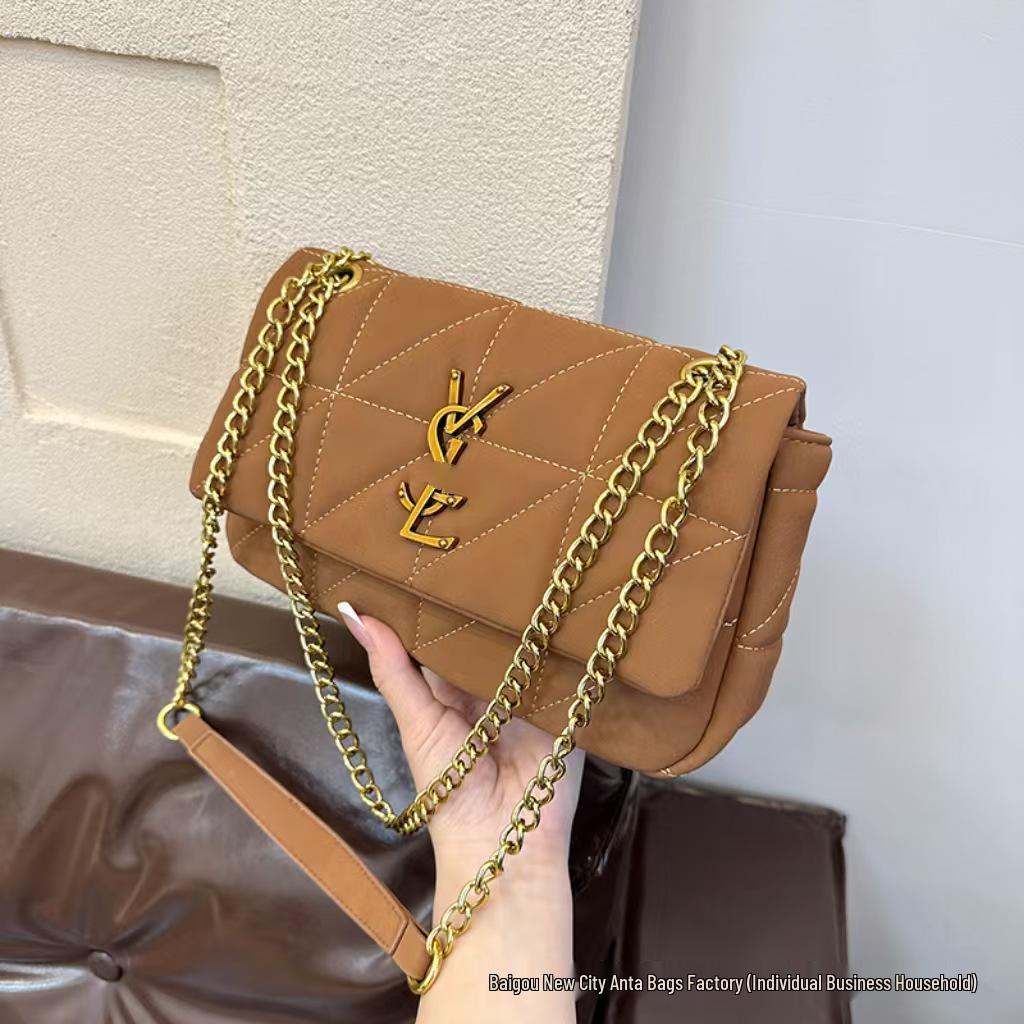 2025 Autumn/Winter Women's Colorblock Chain Bag - Versatile & Stylish Shoulder/Crossbody Handbag