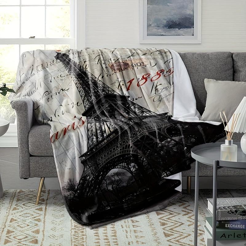 Vintage Eiffel Tower Architecture Design Art Blanket - Soft Lightweight All-Season Multi-Purpose Throw for Nap, Couch & Travel