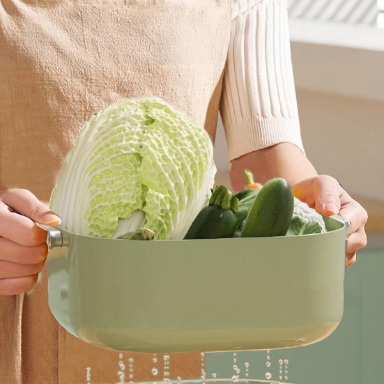3Pcs/Set Kitchen Strainer Colander Bowl Stackable Drain Basket Food Strainers Multi-Layer Vegetable Washing Basket for Fruit Spaghetti
