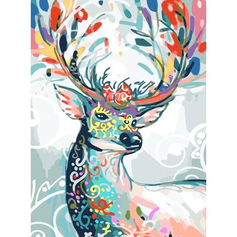 Deer Reindeer Sika DIY Digital Oil Painting By Numbers Paint Drawing Coloring Number Canvas Hand Painted Modular Picture