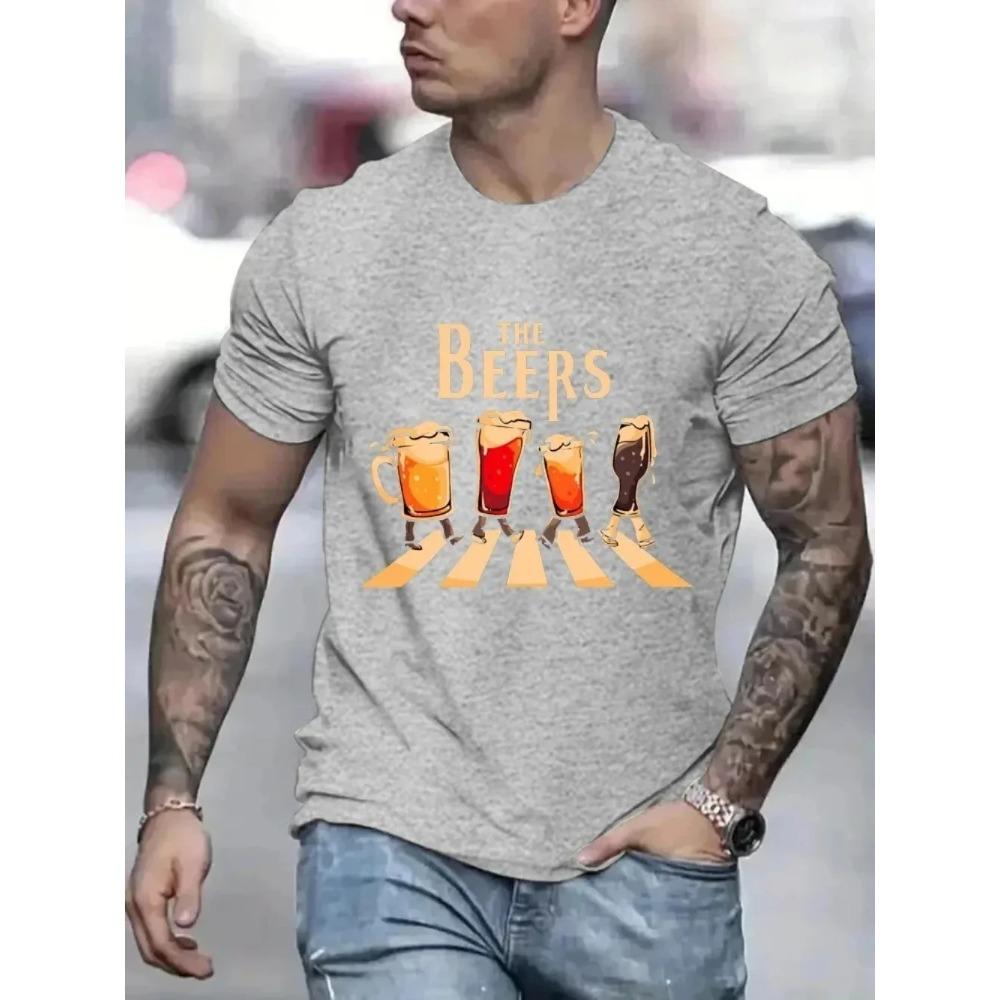 Die Biere Druck Herren T-Shirts Atmungsaktiv Markenoberteile Street Fashion T-Shirt Herren Lässig Sommer Locker Übergroß Tees