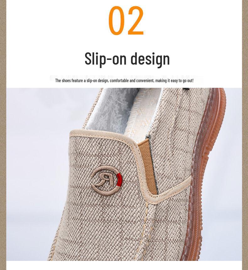 Men's Slip-on Old Beijing Canvas Shoes - Breathable, Non-slip, Wear-resistant Sole, Spring/Autumn Casual Footwear