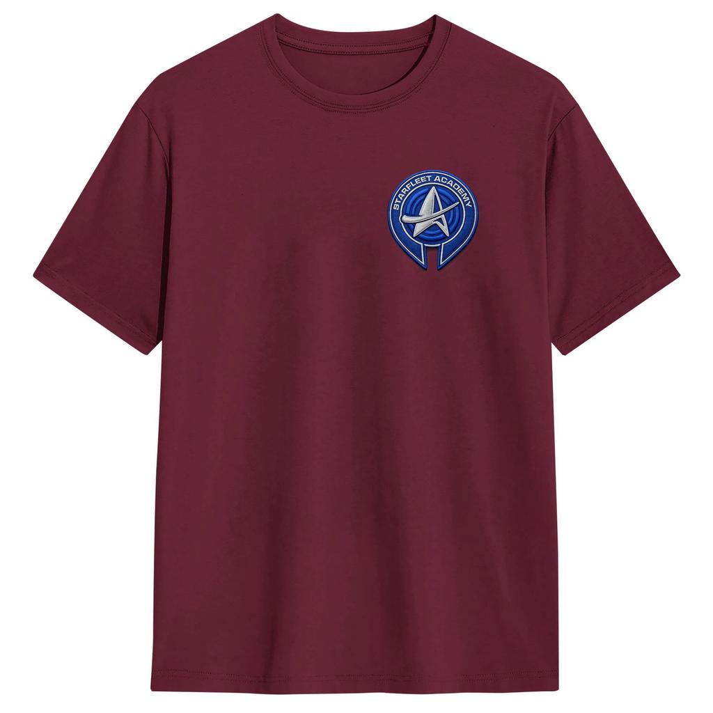 Men Stars Treks Starfleet Academy Badge T Shirt 100 Cotton Tops Casual Short Sleeve Round Collar Tee Shirt Printing TShirts