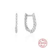 Stylish And Simple Ins Wind S925 Sterling Silver Earrings U-Shaped Fashionable Row Diamond Four-Claw Earrings Earrings