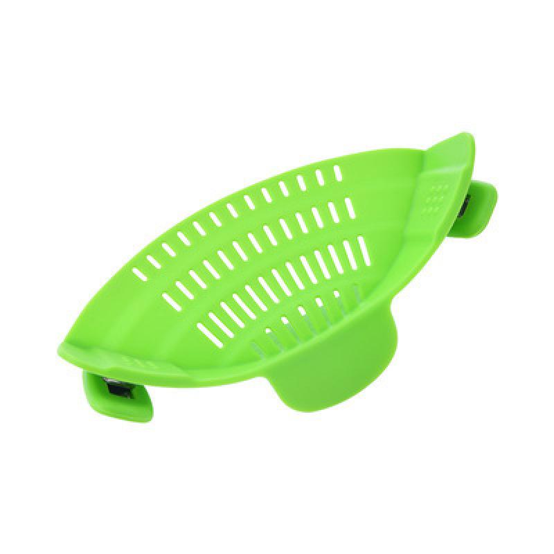 Silicone Kitchen Strainer Clip Pan Drain Rack Bowl Funnel Rice Pasta Vegetable Washing Colander Draining Excess Liquid Univers