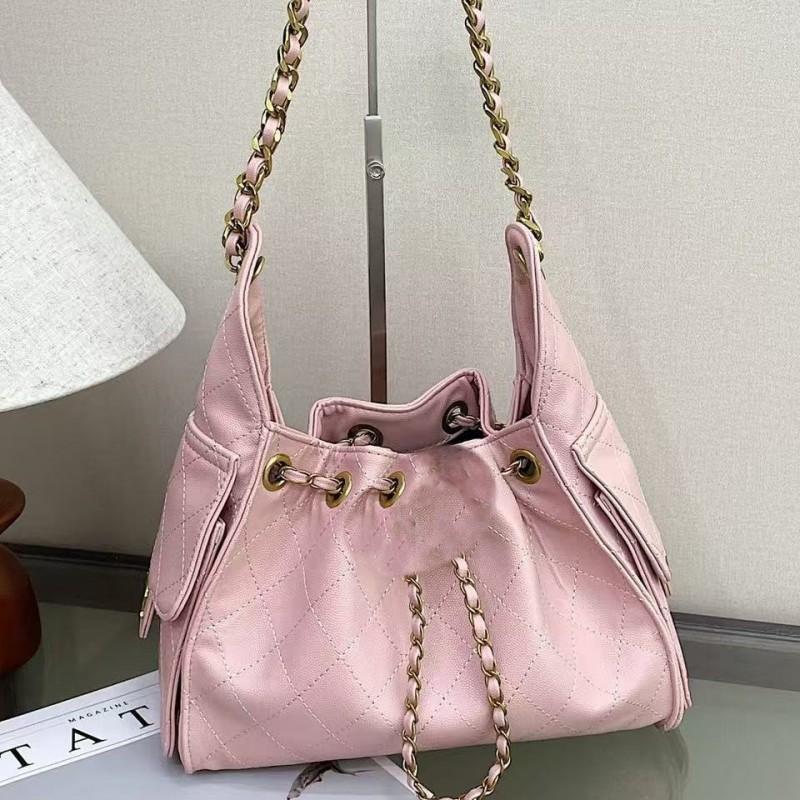 Medium Chain Shoulder Bag Crossbody Women Daily Use Water Bucket Style PU Leather With Magnetic