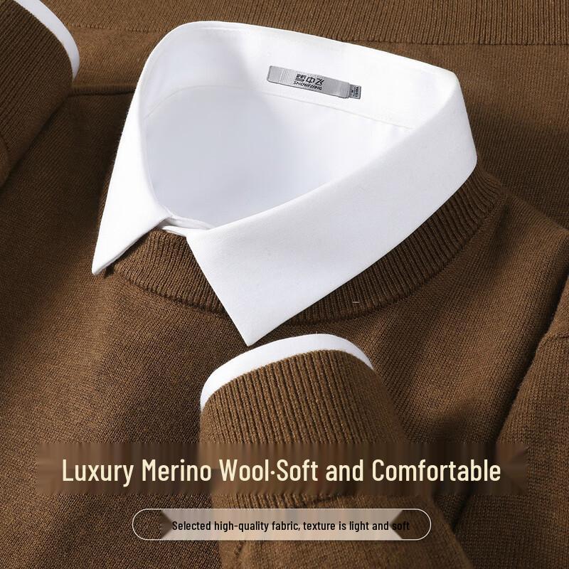 SNOWFLYING Men's Wool Blend Crew Neck Knit Sweater