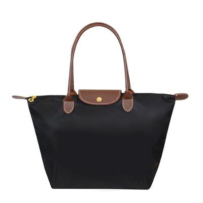 (schwarz, L) Neue Nylon Strand Tote Tasche Mode Frauen Handtasche Tote Oxford Schulter Taschen Weibliche Wasserdichte Knödel Falten Einkaufstasche 2024