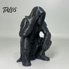 Crouching Devil God Figure Hooded Figurine, Decorative Ornament with Skull Mask & Muscle Lines, Hip Rock Metal Sculpture Hop Gothic Rocker Statue for