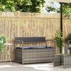Garden Bench with Storage Space and Cushions Grey Poly Rattan