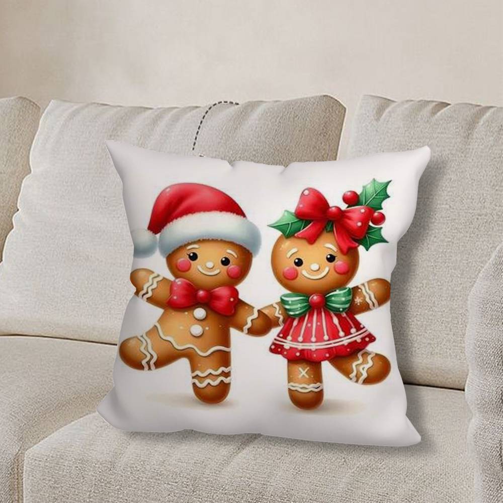 Christmas G-gingerbread Art Pillow Case Sofa Living Room Bedroom Headboard Backrest Cushion Square Cushion Nap Time