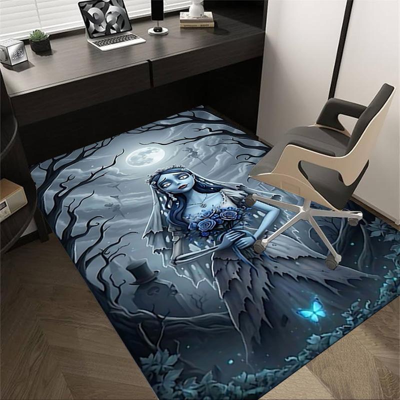 1pc ghostly bride moonlit cemetery Carpet Anti Slip Polyester Floor Mat for office.Bedroom 60cm by 90cm