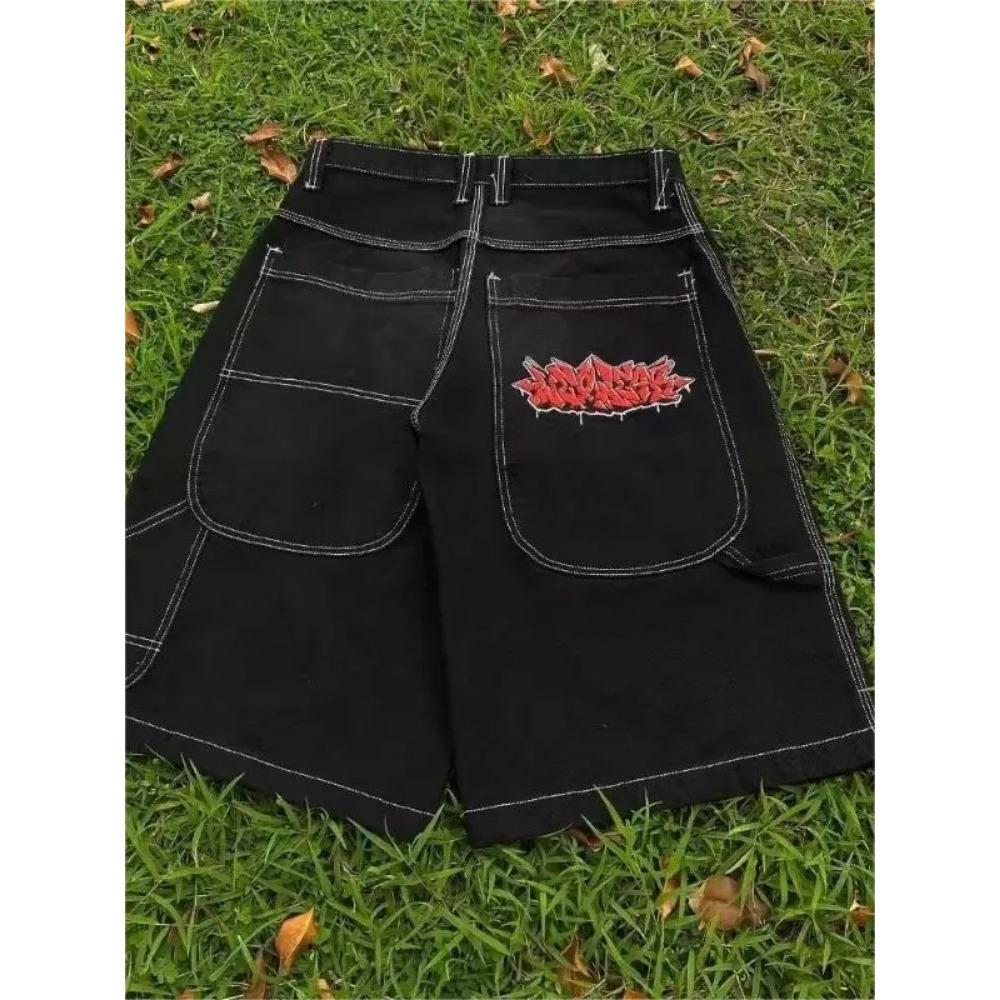 

Y2k Vintage Baggy Jeans Shorts Woman Streetwear Jorts Korean Harajuku Gothic Oversize Denim Pants Вишивка Літо L чорний