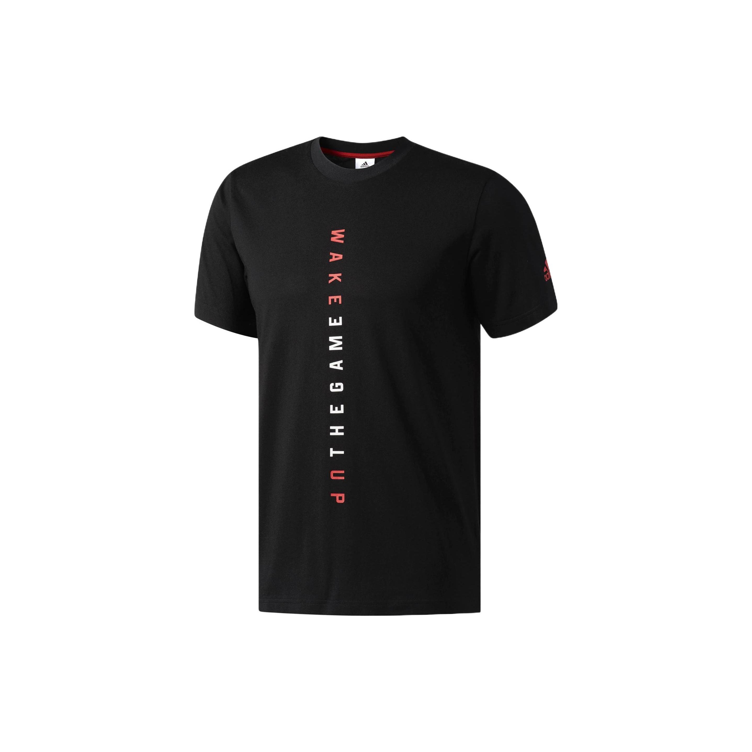 adidas Adi Slgn Tee Alphabet Printing Casual Round Neck Short Sleeve Black Men s CV8506 L