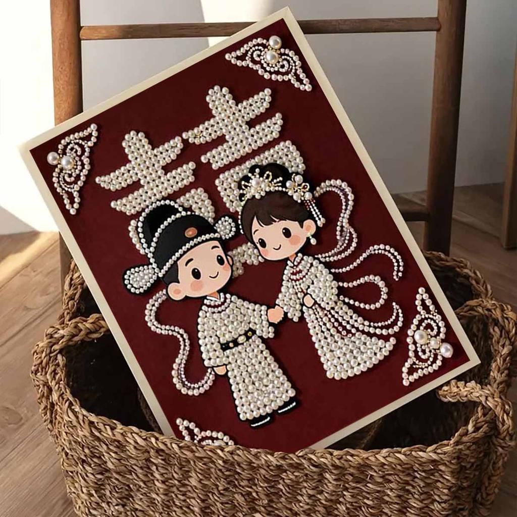 Pearl Tie The Knot DIY Diamond Art Kits 15.7x19.6inch Gem Art Diamond Painting Kits Without Frame for Adults Gift Idea Home Wall Decor