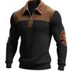 Patch Ribbed Cardigan with Lapel Casual Commuting and Sports Style Autumn  Winter Zipper Sweatshirt Vintage Outdoor Style Knit Sweater