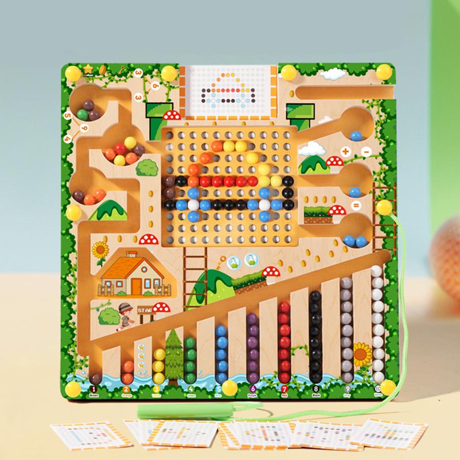 Magnetic Sorting Games Montessori Puzzle Toys Maze Board Learning Color Counting Number Classification Wooden Educational Toy