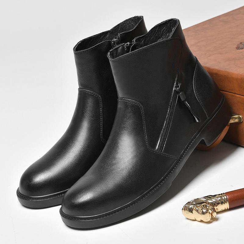 New Arrival Mens Short Boots Autumn Winter High Top Casual Shoes Side Zipper Male Chelsea Boots Solid Color Business Shoes Botas