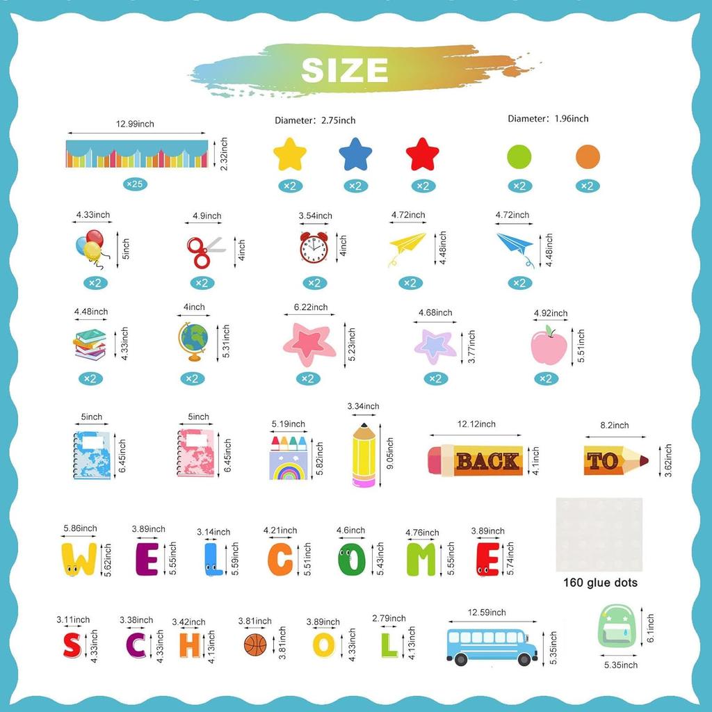 Back to School Classroom Bulletin Board Decoration Set Welcome Back to School Cutouts for First Day of School Classroom Wall Door Decorations for