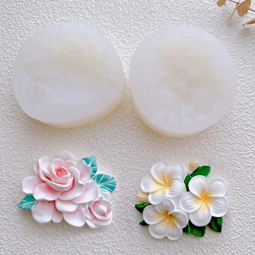 DIY Handmade Soap Gypsum Resin Molds 3D Gardenia Plumeria Flower Silicone Candle Mold Chocolate Cake Baking Tool Wedding Gifts