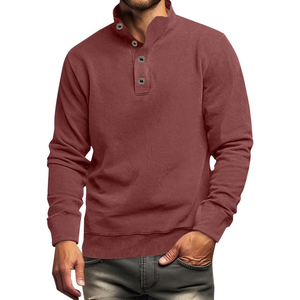 Men's Solid Color Shirt Plus Men's Long Sleeved T-shirt Minimalist Sweatshirt