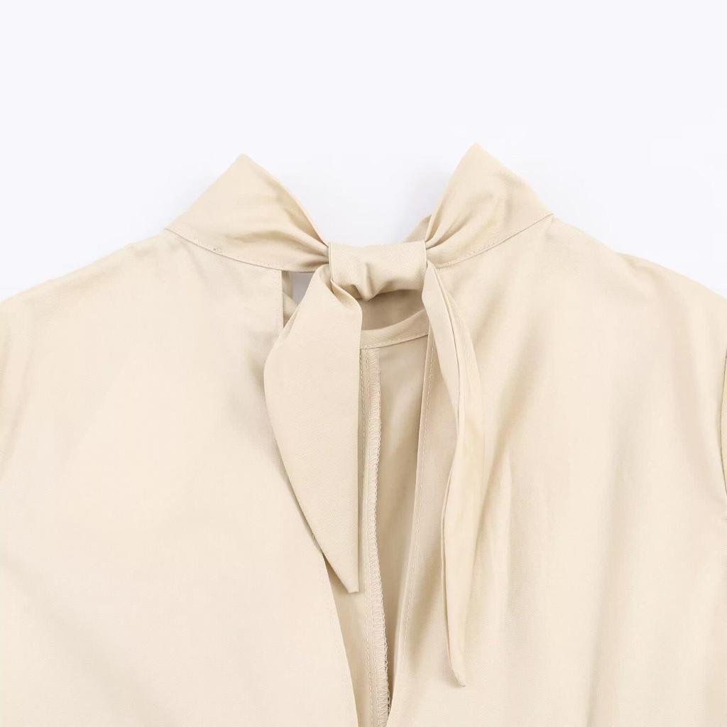 Spring 2026 New Women's European & American Style Mid-Length Loose Solid Color Short Sleeve Midi Dress