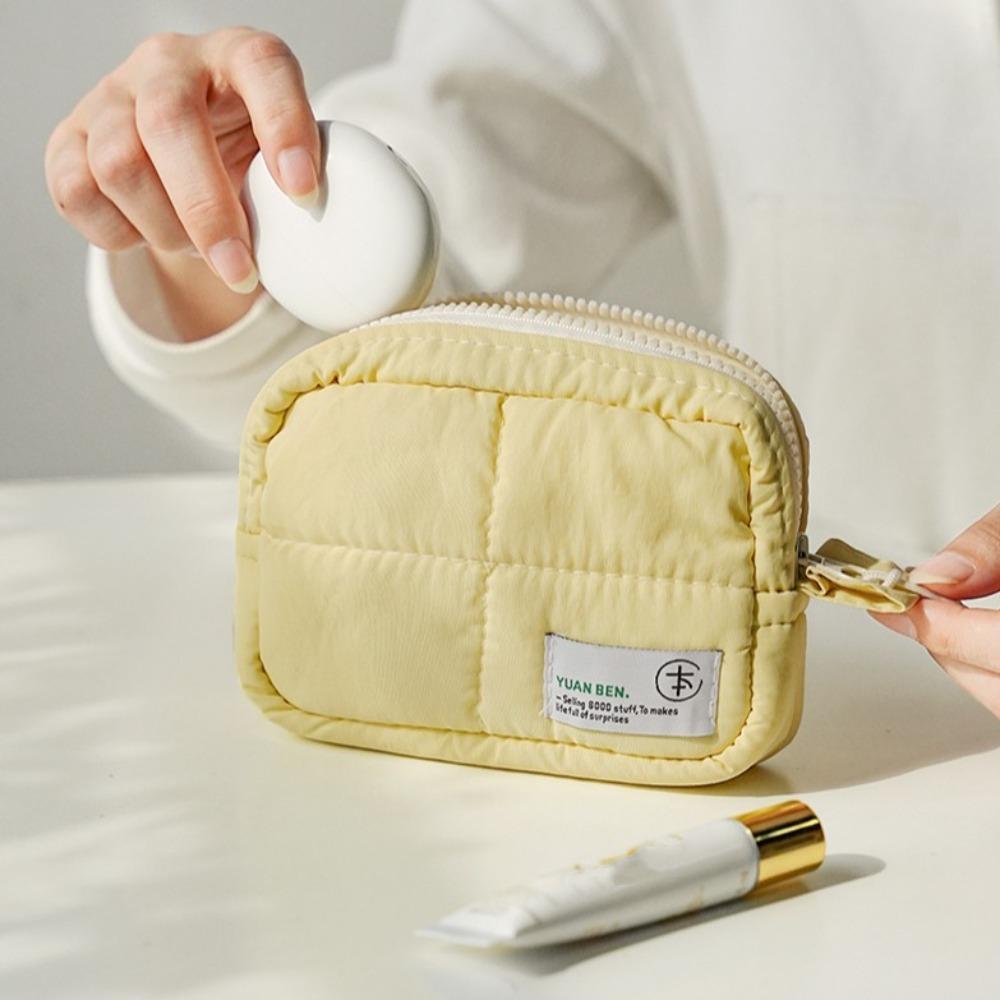 Quilted Makeup Bag Puffer Skincare Storage Bag Suitcase Cosmetic Pouch  for Women