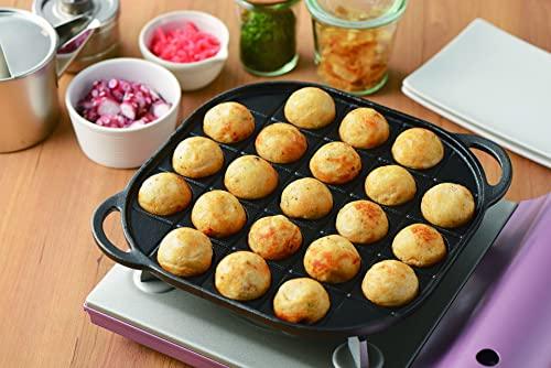 Pearl Metal Takoyaki Plate, 21 Holes, Cast Iron, Gas Stove Only, Sprout, HB-6218