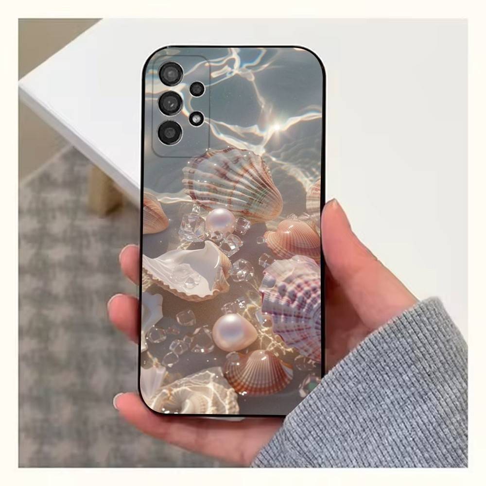 Dazzling Pink Conch Case For Samsung S21,S9,S22,S25,S20,S10,Plus,Ultra,S24,S23,FE,Lite,Soft Silicone Black