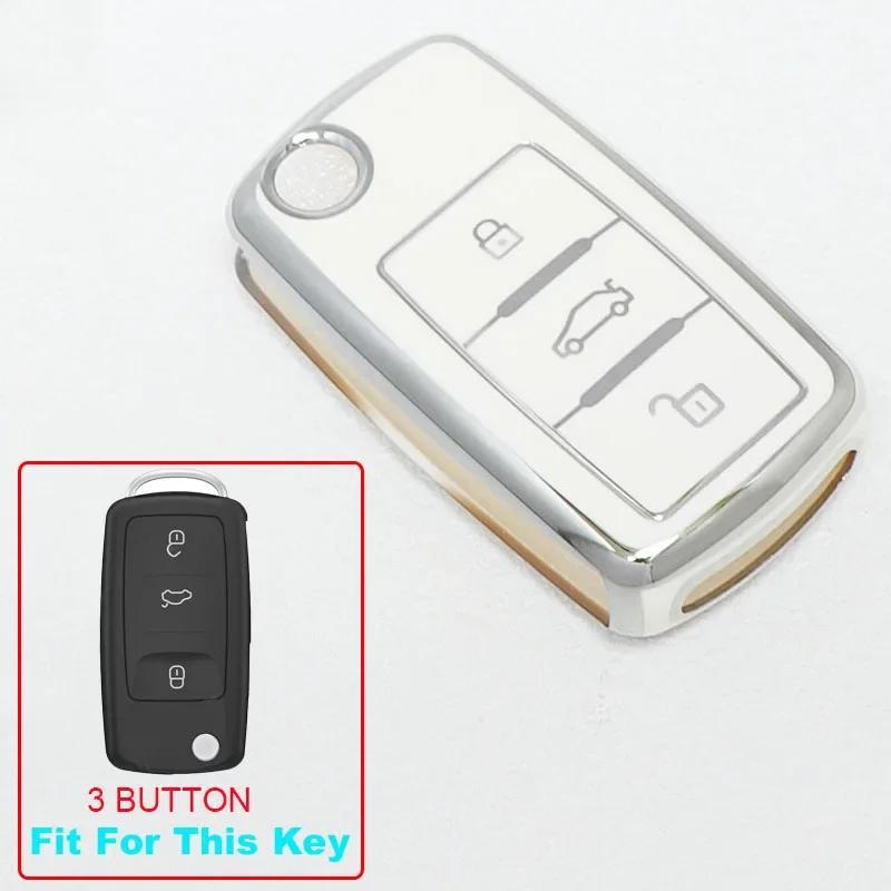 Módní obal na klíč od auta Plný kryt TPU Pro Volkswagen Pro VW Bora Polo Tiguan Jetta Passat B5 B6 B7 Golf Beetle pro Škoda Octavia
