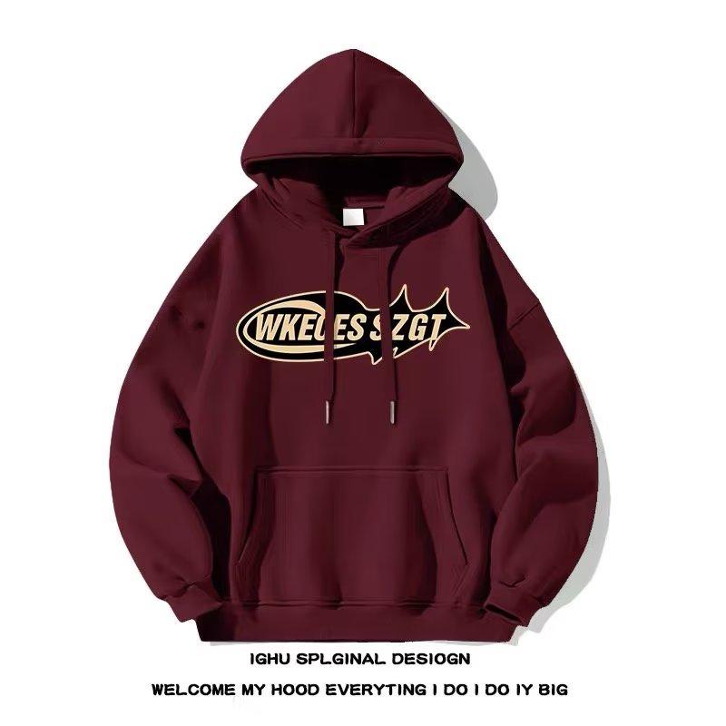

Мужская толстовка с капюшоном весной и осенью, свободная и модная универсальная куртка с буквенным принтом, мужская толстовка с длинными рукавами, повседневный топ 3XL вино красного