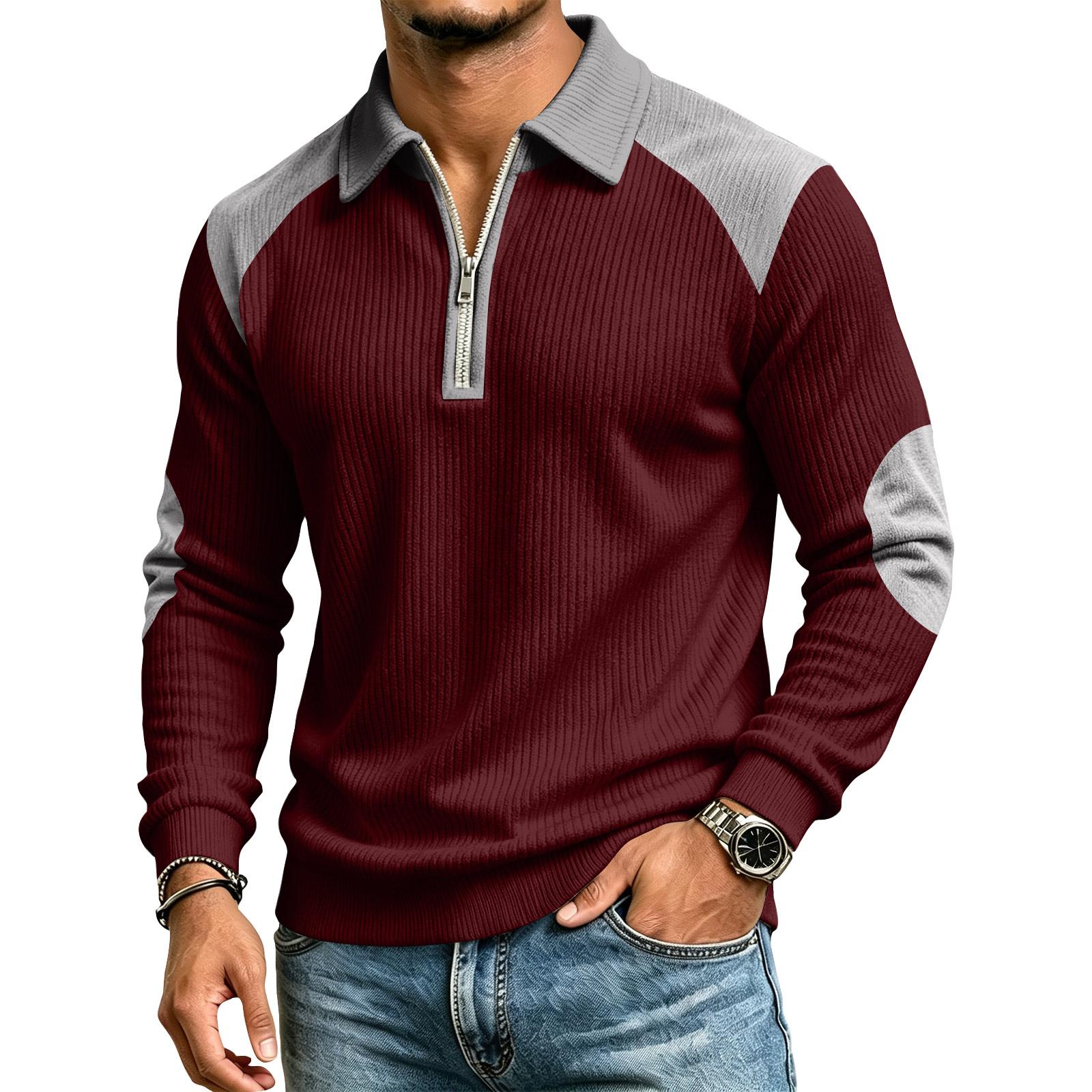 Men s Corduroy Long Sleeve Button Down Shirt with Collar S