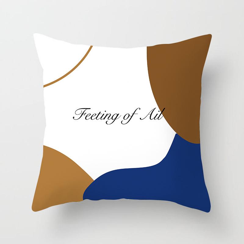 New Nordic Ins Pillow Cover Abstract Geometric Blue Ultra Short Velvet Cushion Cover