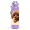 1PC Fluffy Poodle Puppy 750ml Color Plastic Sports Water Bottle Leakproof Flip Straw Lid Suitable for Sports Office Home Use
