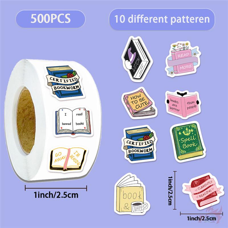 500Pcs/Roll Funny Bookish Art Kids Rewards Stickers - DIY Scrapbooks Album Decor Sealing Label Decals