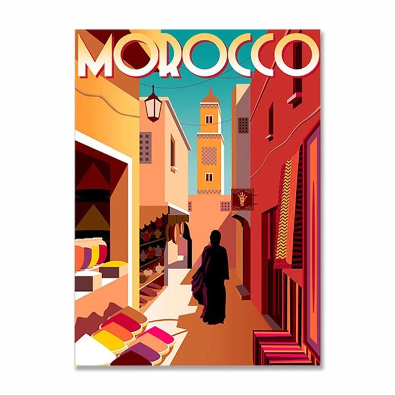 Nordic Vintage Metal Tin Signs Travel Cities Posters Turkey Dubai Tanzania Landscape Retro Plate Home Wall Decor Room Decoration