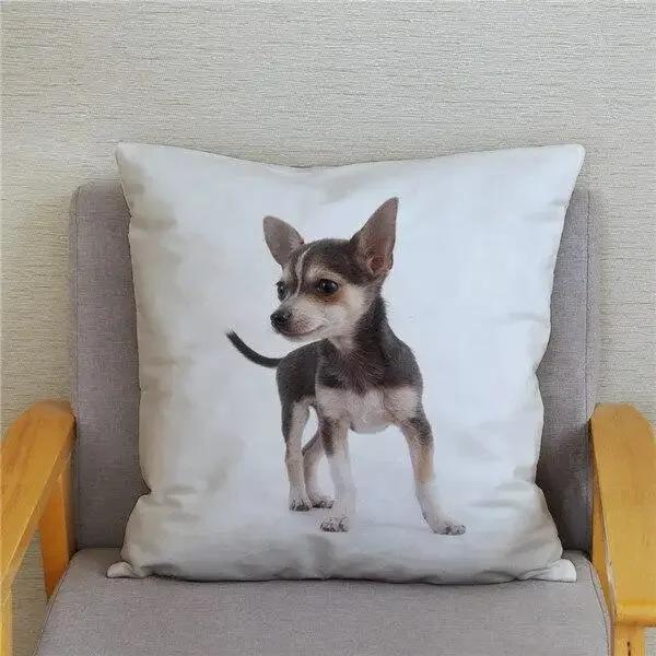 Cute Mini Chihuahua Dog Printed Cushion Cover Pillow Case Hugging Pillow Case Sofa Home Decor Pillow Case