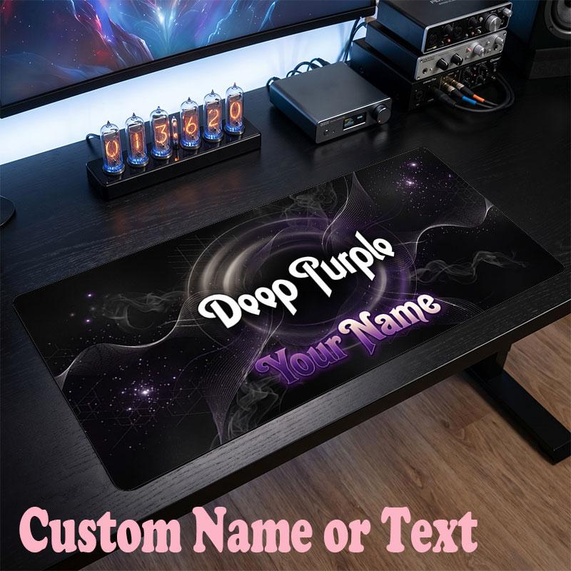 Deep Purple Customized Name Text Mouse Pad, Large Desk Mouse Mat Personalized Home Office Present