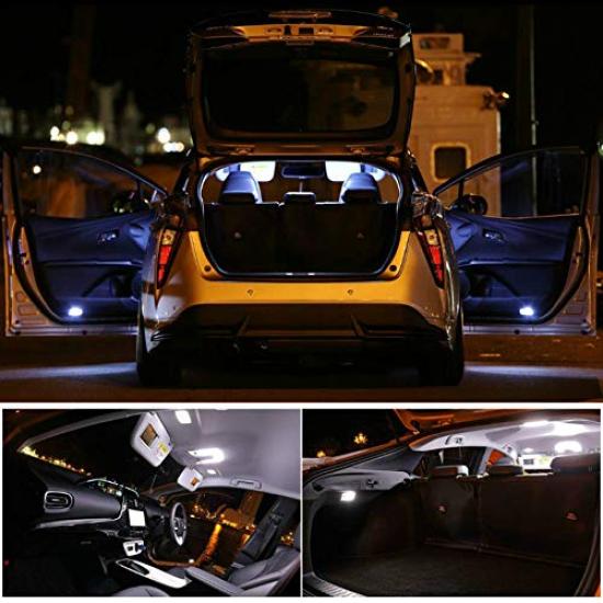 TORIBIO Toyota Prius 50 Series LED Interior Light Bulbs 126SMD 5050 Set (ZVW50, ZVW51, ZVW55), Chip, DC12V, White, 6000K, 7-Piece