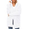 Women's Casual Fleece Lined Hooded Cardigan Solid Color Long Sleeved Coat