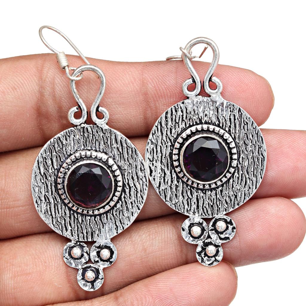 925 Silver Amethyst Sterling Gemstone Earring Jewelry Handmade Earrings Purple