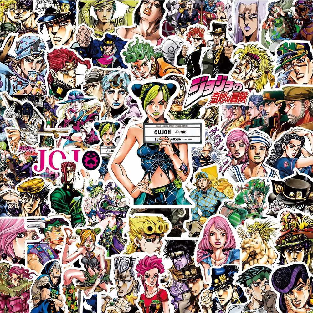 10/30/80pcs JoJo's Bizarre Adventure Anime Graffiti Stickers Waterproof DIY Skateboard Laptop Phone Car Black White Manga Decals