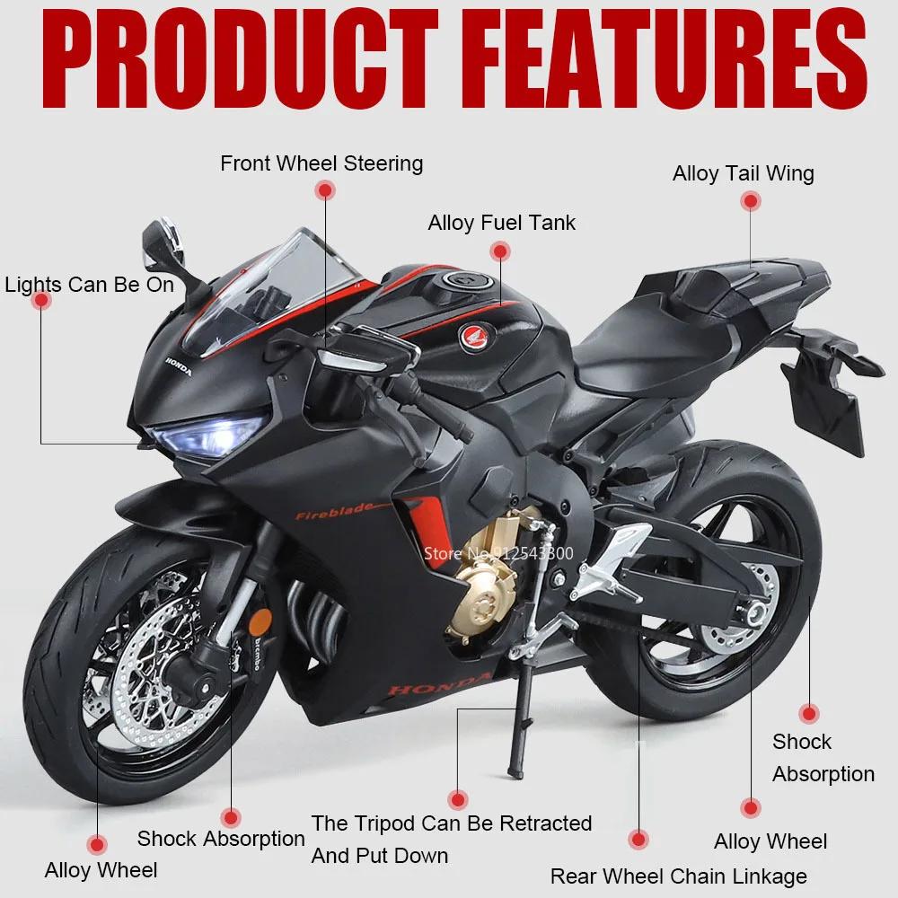 1:9 Scale Honda Little Monkey CBR1000RR Motorcycle Model Toy Metal Diecast Retractable Tripod Shock Absorption Hobby Gifts
