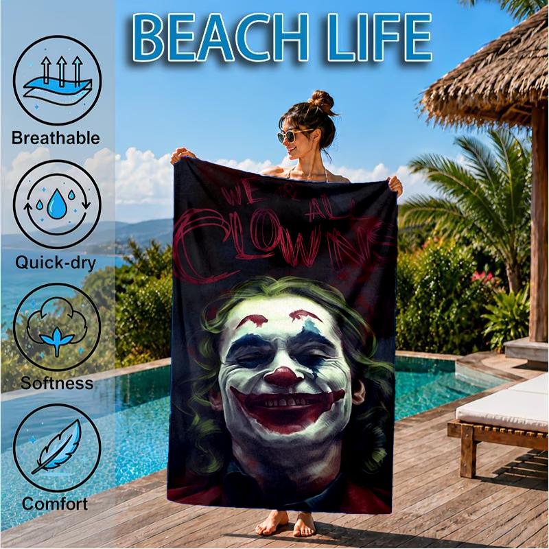 Jo-ker In Green Suit Beach Towel, Super Soft Microfiber, Perfect Gift for Her/Him, Birthday, for Pool, Beach, Travel, Decor Beach Party