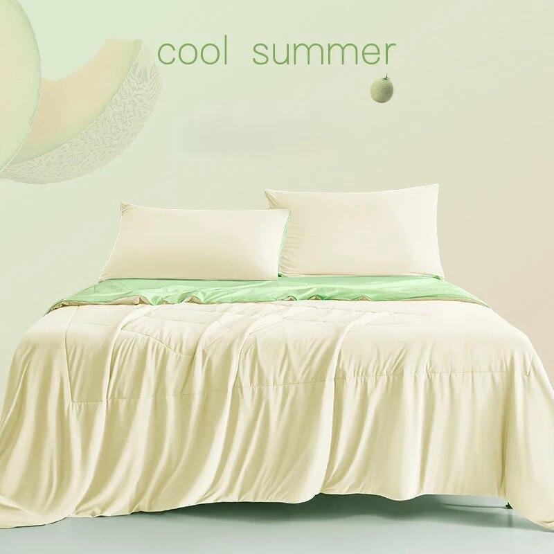 Cool Fabric Breathable Summer Queen Quilt Children Adult Ice Silk Quilt Cotton Quilt Core Fruit Color Blanket Comforter Colcha