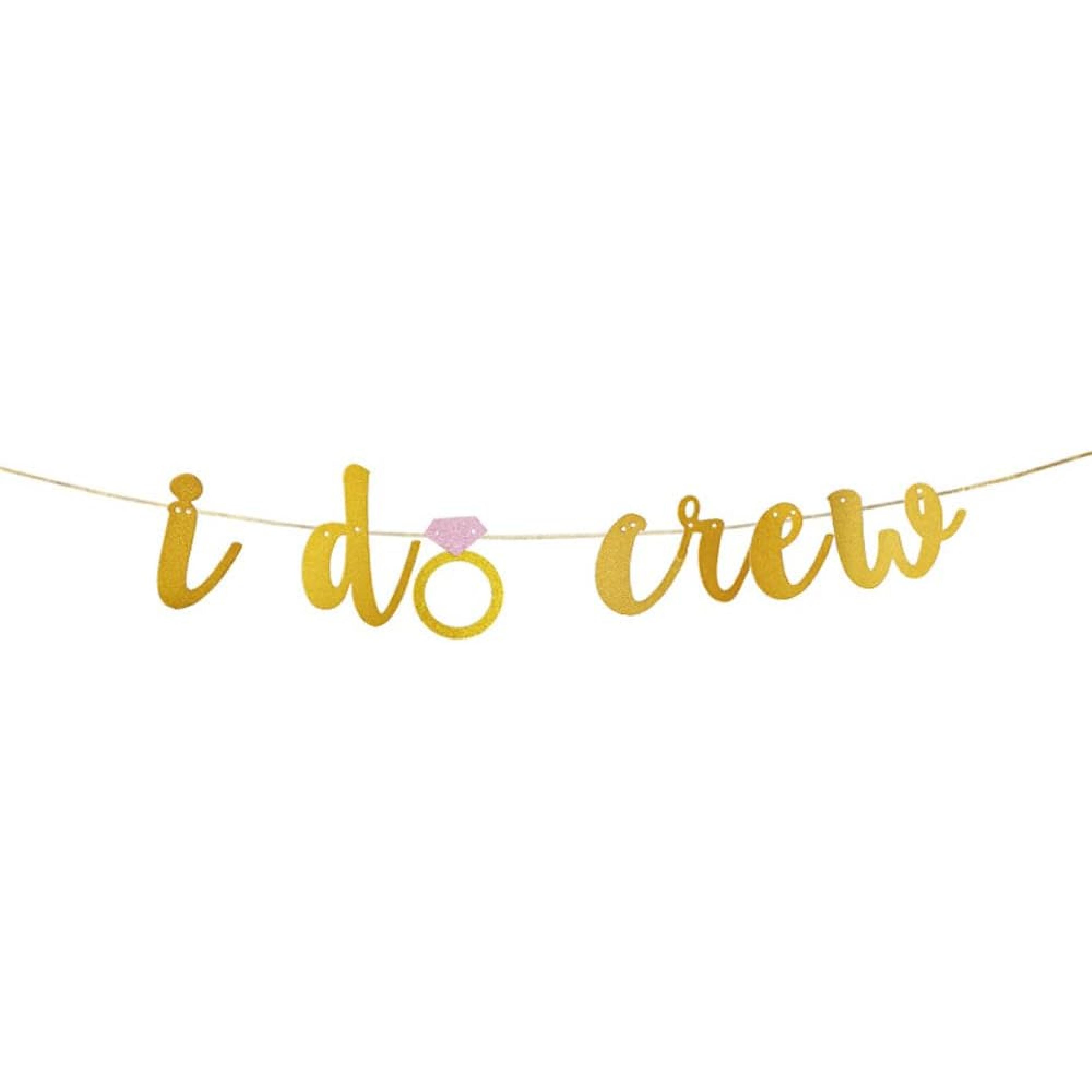 JENSENLIN I Do Crew Glitter Banner, I Do and I Do Crew for Bachelorette/Bride Shower/Wedding Party Sign Decorations.